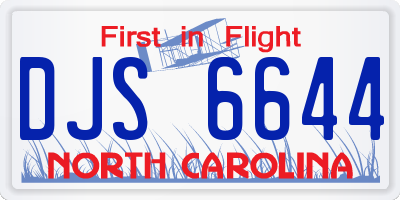 NC license plate DJS6644