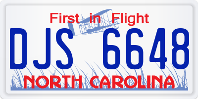 NC license plate DJS6648