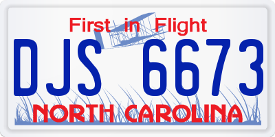 NC license plate DJS6673