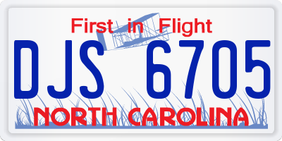 NC license plate DJS6705