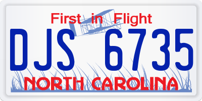 NC license plate DJS6735
