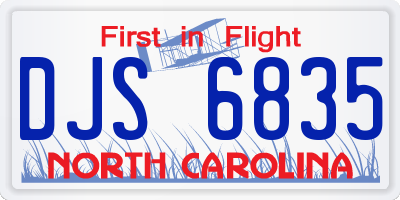 NC license plate DJS6835