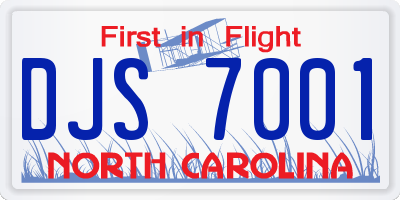 NC license plate DJS7001