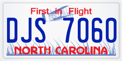 NC license plate DJS7060