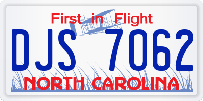 NC license plate DJS7062