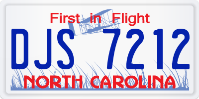 NC license plate DJS7212