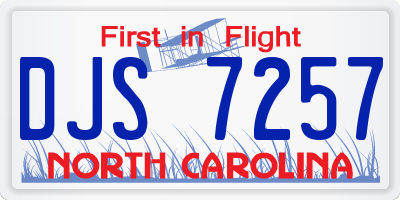 NC license plate DJS7257