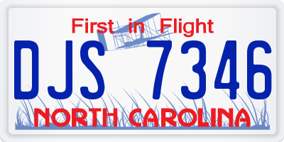NC license plate DJS7346