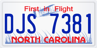 NC license plate DJS7381