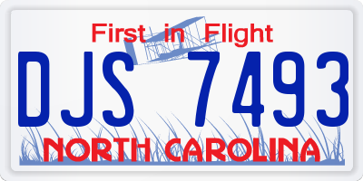 NC license plate DJS7493