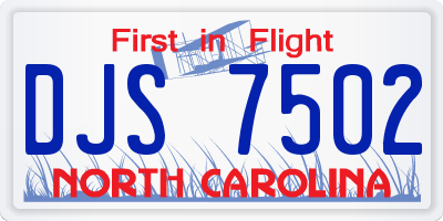 NC license plate DJS7502