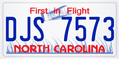 NC license plate DJS7573