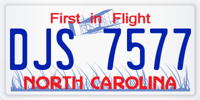 NC license plate DJS7577