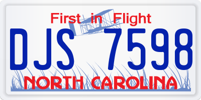 NC license plate DJS7598