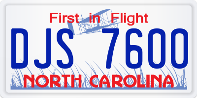 NC license plate DJS7600