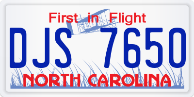 NC license plate DJS7650