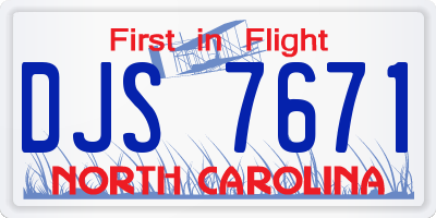 NC license plate DJS7671