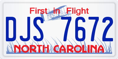 NC license plate DJS7672