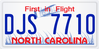 NC license plate DJS7710