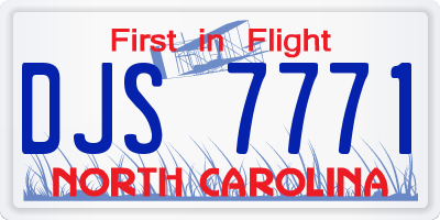 NC license plate DJS7771
