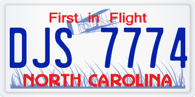 NC license plate DJS7774