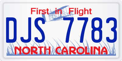 NC license plate DJS7783