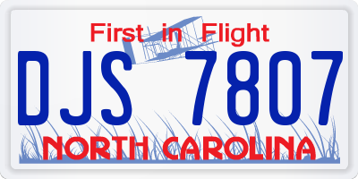 NC license plate DJS7807