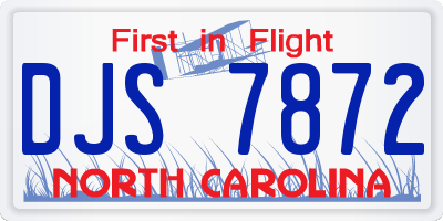 NC license plate DJS7872