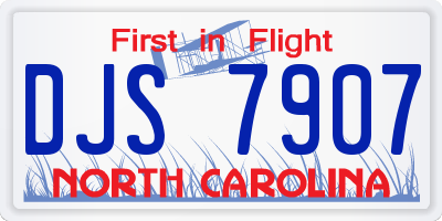 NC license plate DJS7907