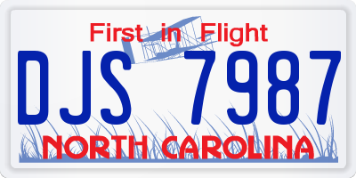 NC license plate DJS7987