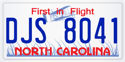 NC license plate DJS8041