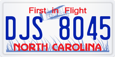 NC license plate DJS8045