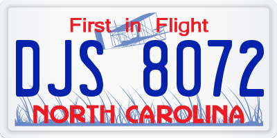 NC license plate DJS8072