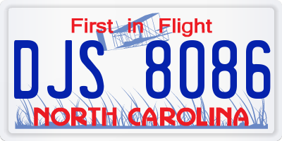 NC license plate DJS8086