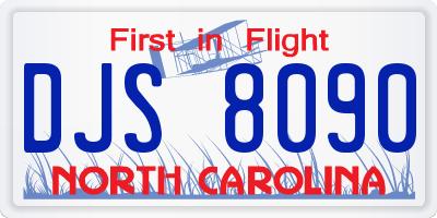 NC license plate DJS8090