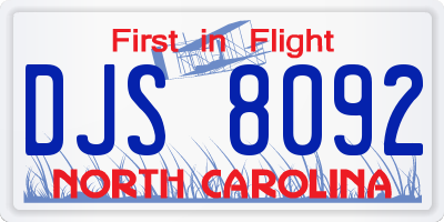 NC license plate DJS8092