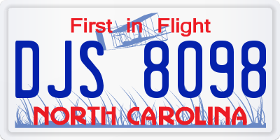 NC license plate DJS8098