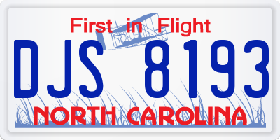 NC license plate DJS8193