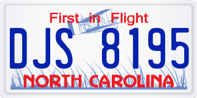 NC license plate DJS8195