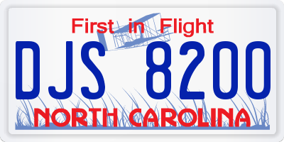 NC license plate DJS8200