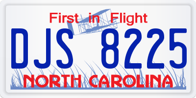 NC license plate DJS8225