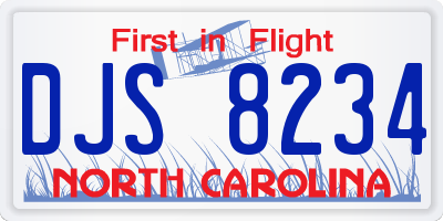 NC license plate DJS8234