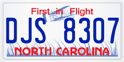 NC license plate DJS8307
