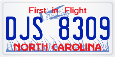 NC license plate DJS8309