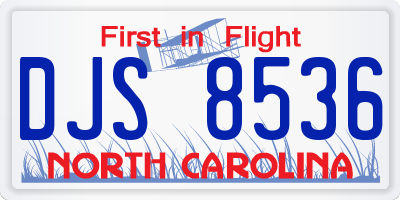 NC license plate DJS8536