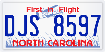 NC license plate DJS8597