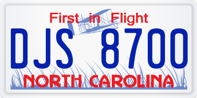 NC license plate DJS8700
