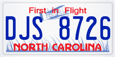 NC license plate DJS8726