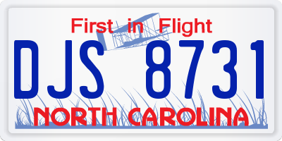 NC license plate DJS8731