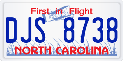 NC license plate DJS8738